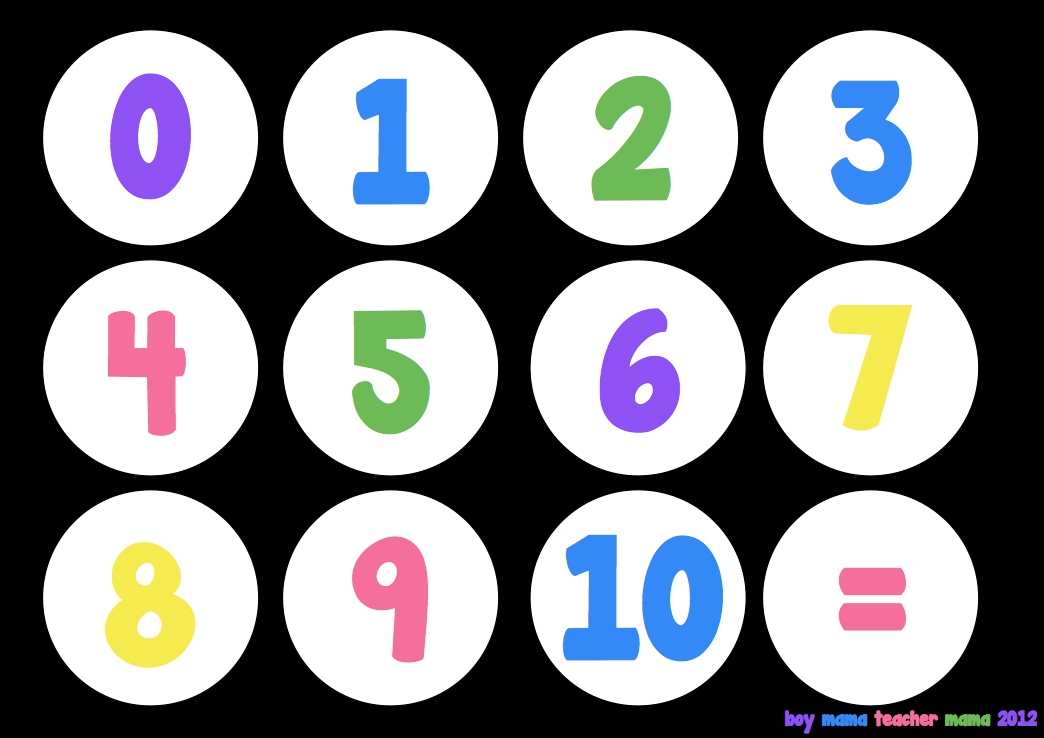 Цифры в ряд. Цифры от 1 до 10. Разноцветные карточки с цифрами. Цифры в кружочках. Цифры в кружках.