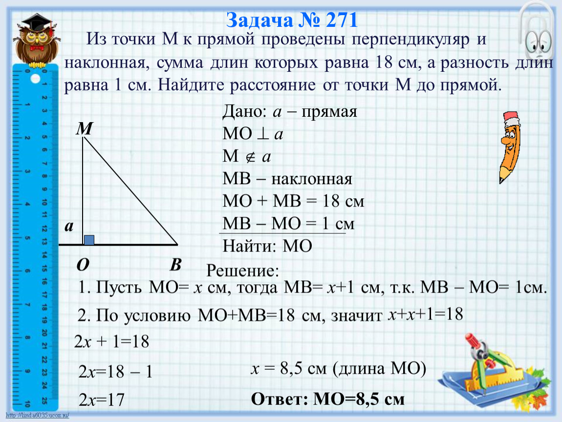 Из точки к прямой проведены