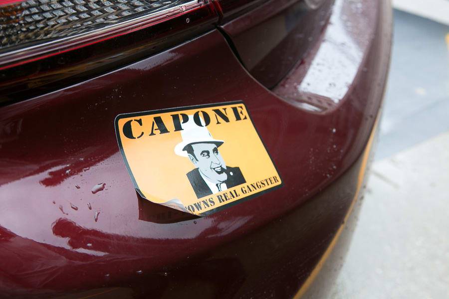 Al Capone sticker on the bumper of a car