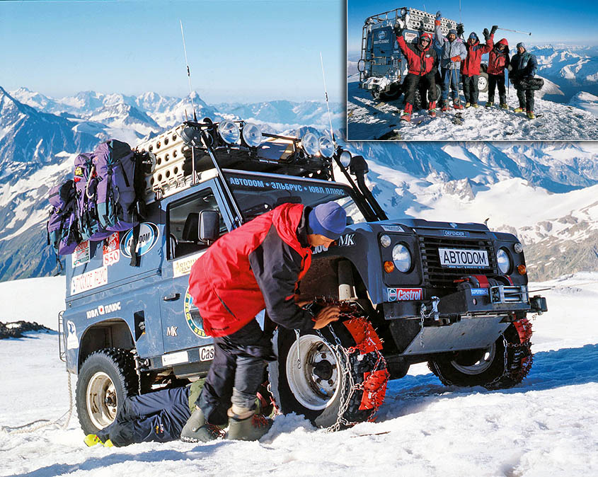 На Land Rover 90 в 1997 году российские автоальпинисты покорили Эверест, взяв высоту 5621 м