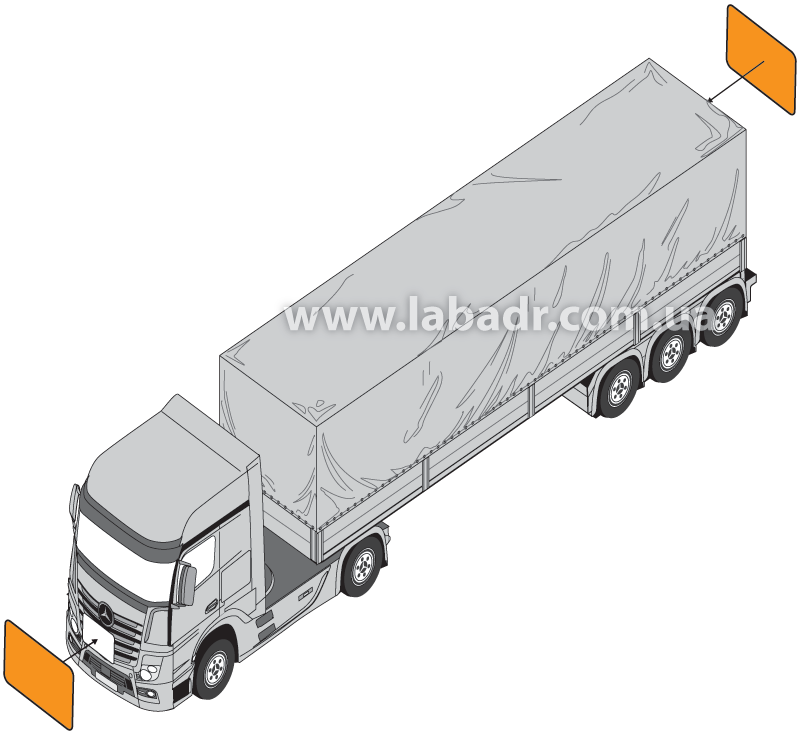 Маркировка транспортных средств при перевозке опасных грузов в упаковках
